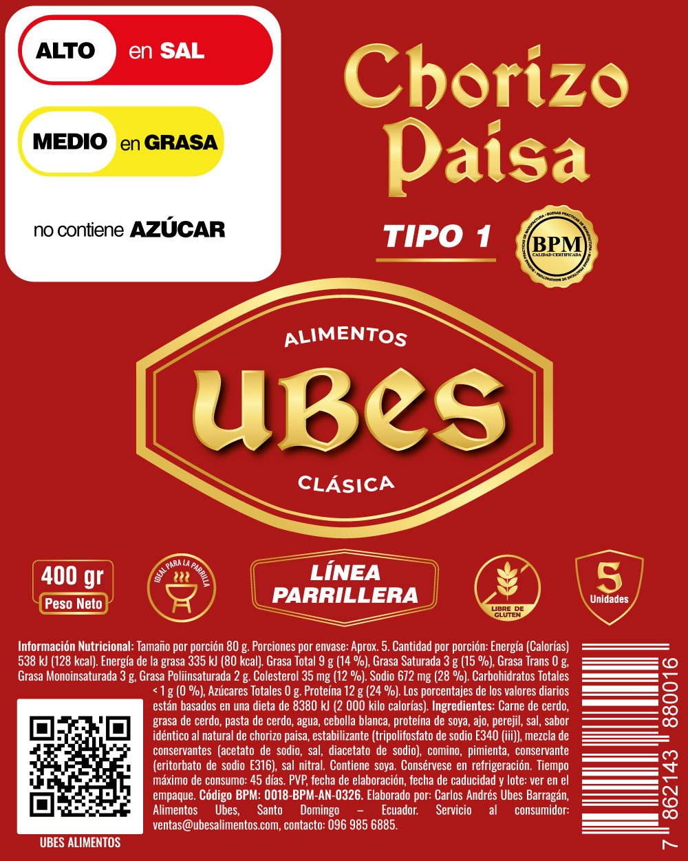 Chorizo Paisa Clásica