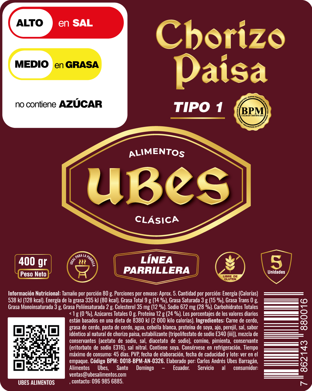 Chorizo Paisa Clásica